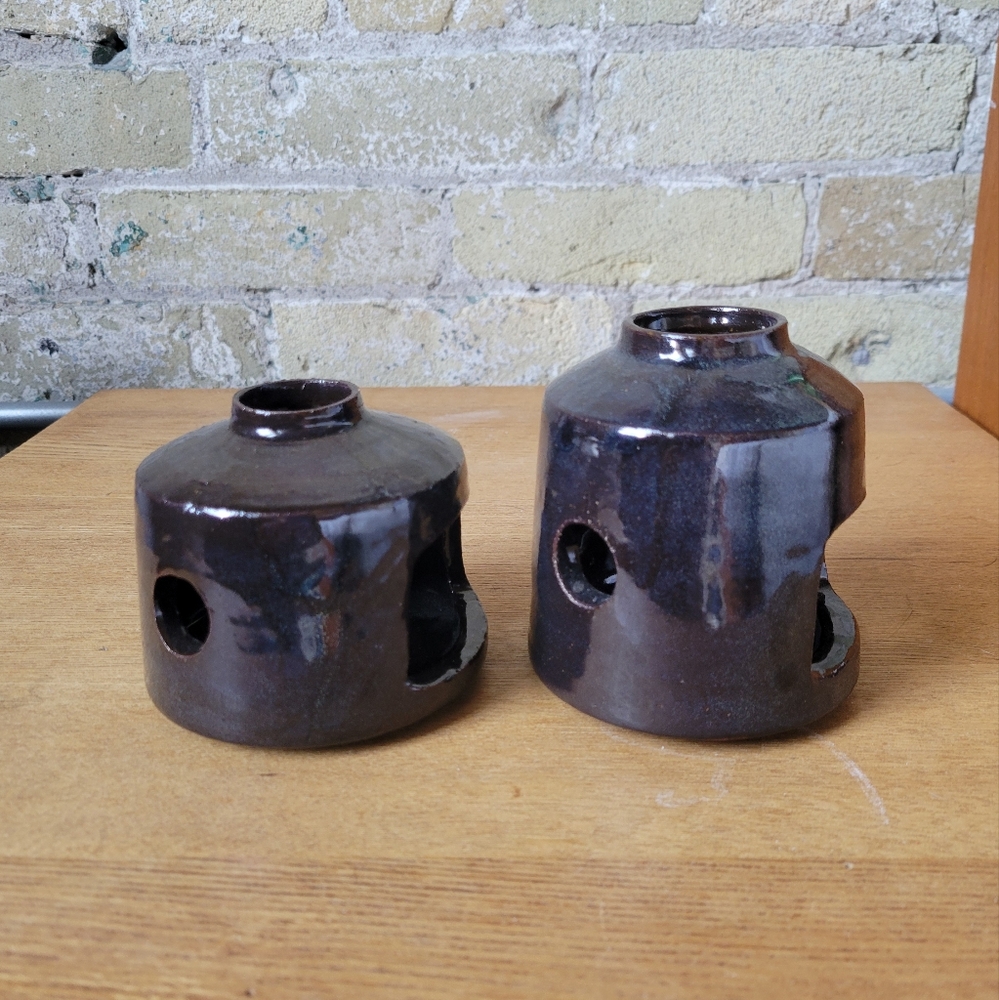 Handmade Ceramic Tea Light/Votive Holders in Onyx Black